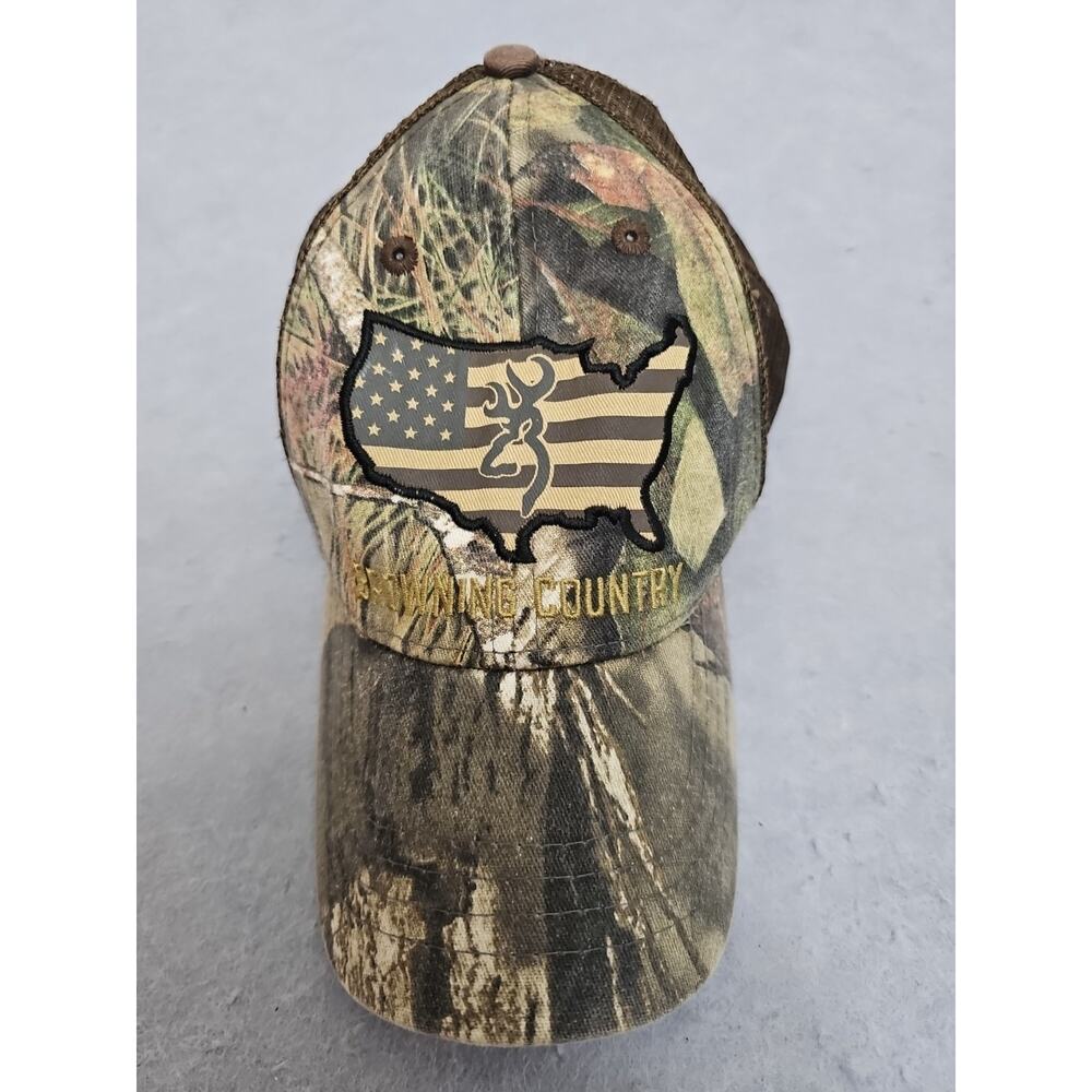 Browning Country Camo Mesh Mens Hat USA Deer Hunting Embroidered Logo Fishing